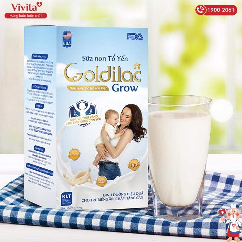 lưu ý khi sử dụng sữa non tổ yến goldilac grow