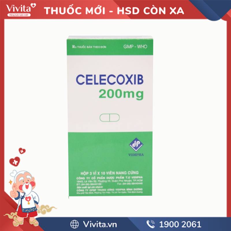 Thuốc điều trị viêm và thoái hóa khớp Celecoxib 200mg Vidipha | Hộp 30 viên