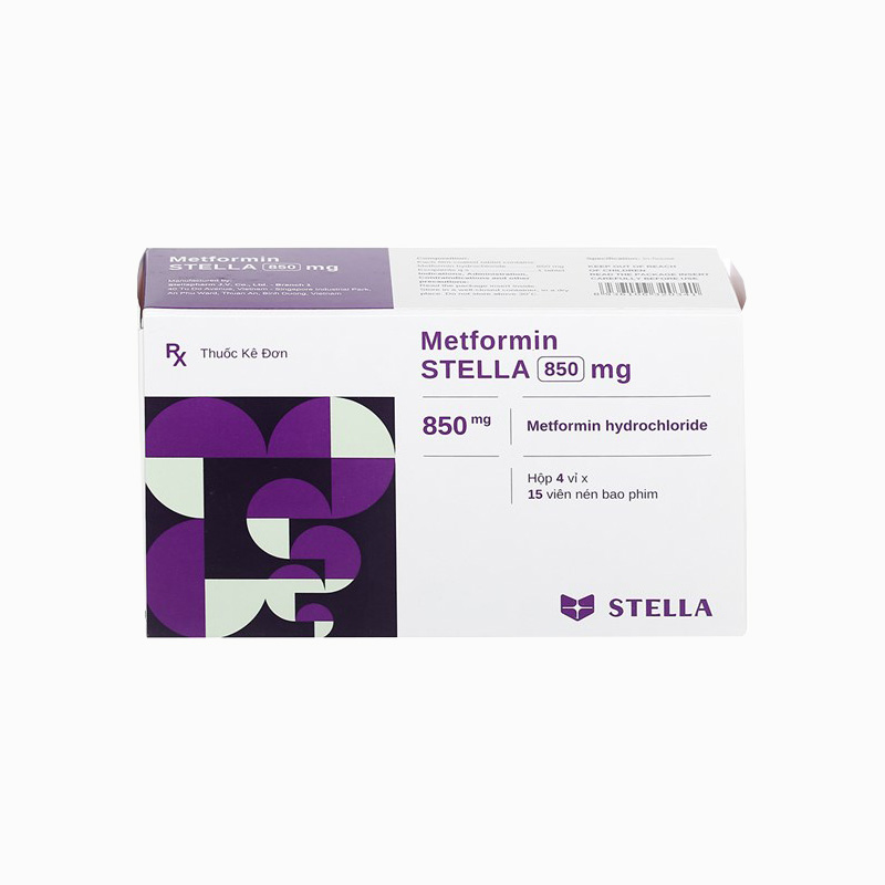 Thuốc điều trị tiểu đường Metformin Stella 850mg | Hộp 60 viên
