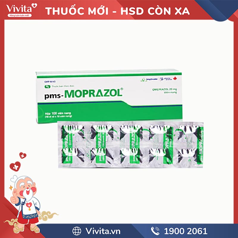 Thuốc trị loét dạ dày, tá tràng pms-Moprazol | Hộp 100 viên