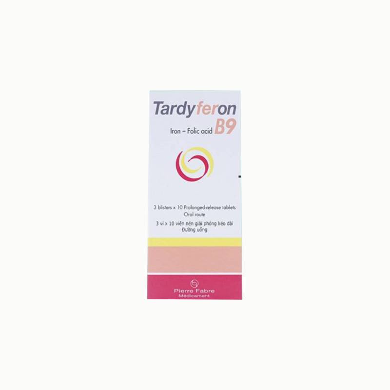Thuốc bổ sung sắt và acid folic Tardyferon B9 | Hộp 30 viên