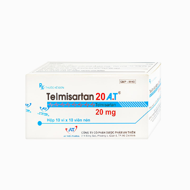 Thuốc trị cao huyết áp Telmisartan 20 A.T | Hộp 100 viên