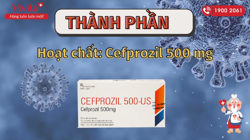 Thành phần thuốc kháng sinh trị nhiễm khuẩn Cefprozil 500 US