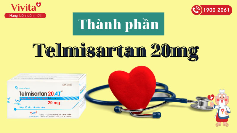 Thành phần của thuốc trị cao huyết áp Telmisartan 20 A.T