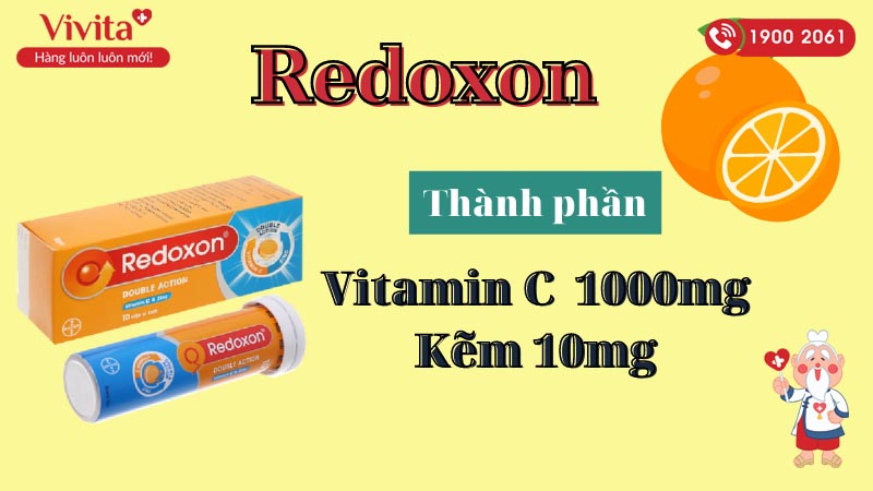 Thành phần của viên sủi bổ sung vitamin C và kẽm Redoxon Double Action