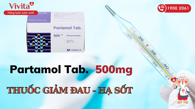 Thuốc giảm đau, hạ sốt Partamol Tab 500mg