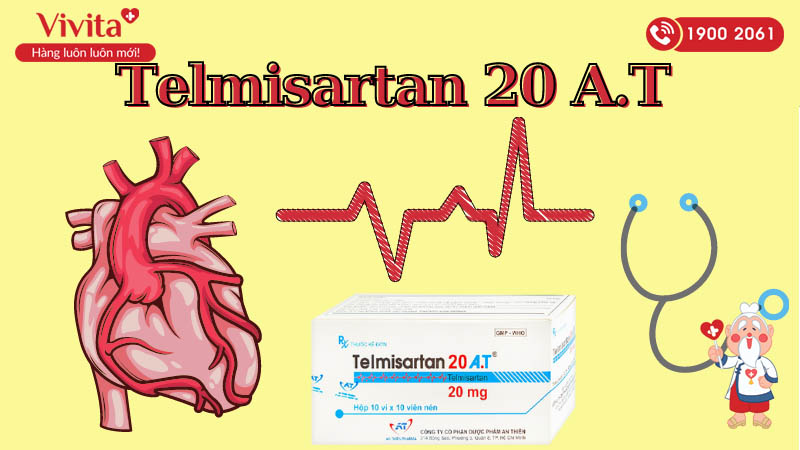Thuốc trị cao huyết áp Telmisartan 20 A.T