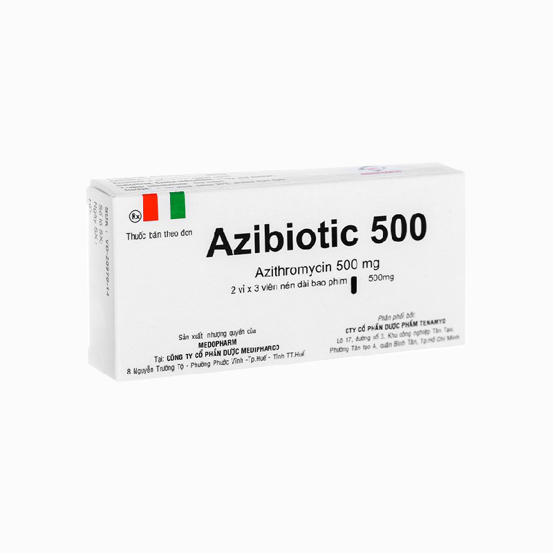 Thuốc kháng sinh trị nhiễm khuẩn Azibiotic 500 | Hộp 6 viên