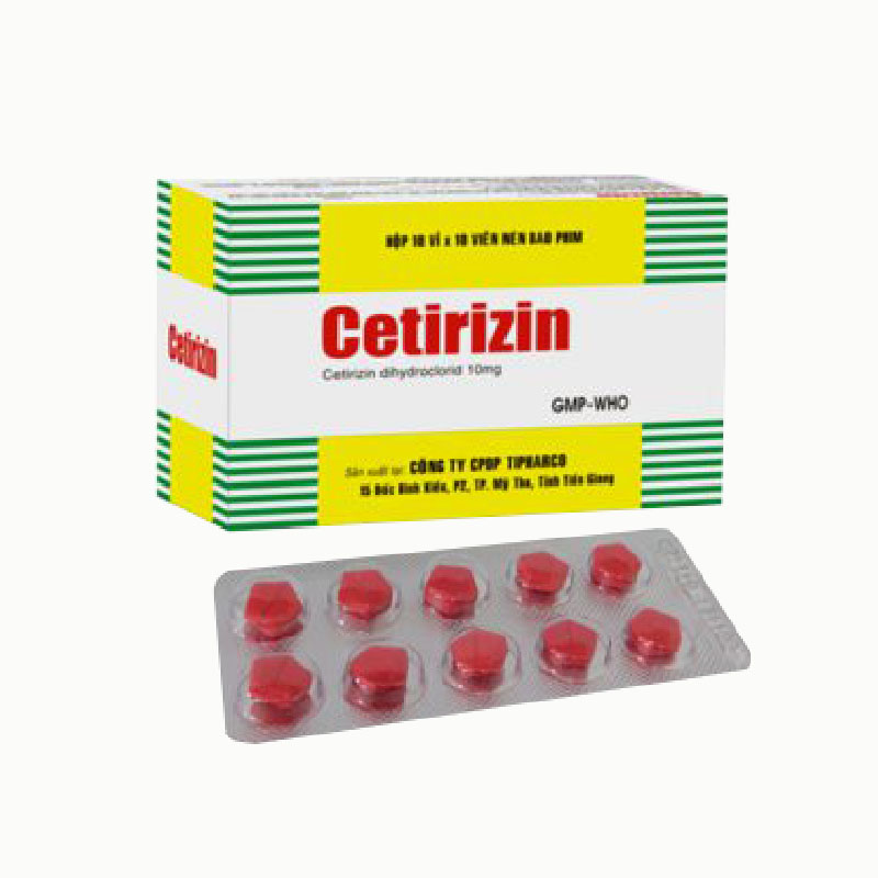 Thuốc chống dị ứng Cetirizin Tipharco | Hộp 200 viên