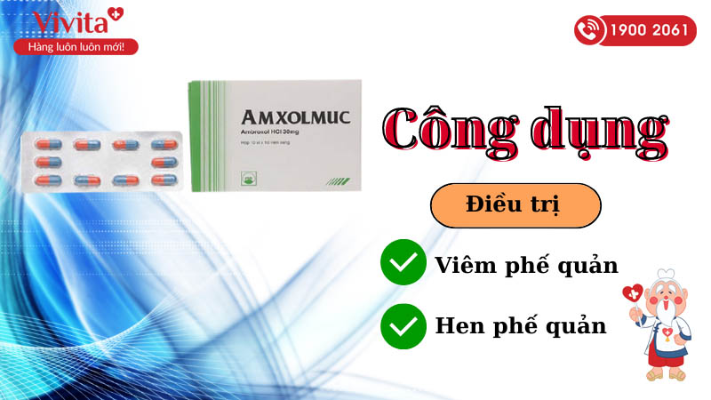 Công dụng (Chỉ định) của thuốc trị viêm phế quản Amxolmuc
