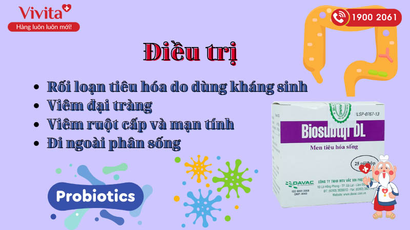 Công dụng (Chỉ định) của men vi sinh trị tiêu chảy Biosubtyl DL