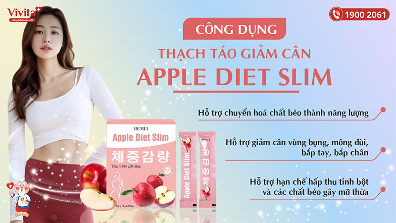 công dụng thạch táo giảm cân hemia apple diet slim