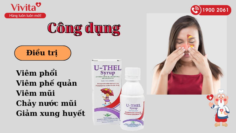 Công dụng (Chỉ định) của Siro trị viêm xoang, cảm cúm U-Thel