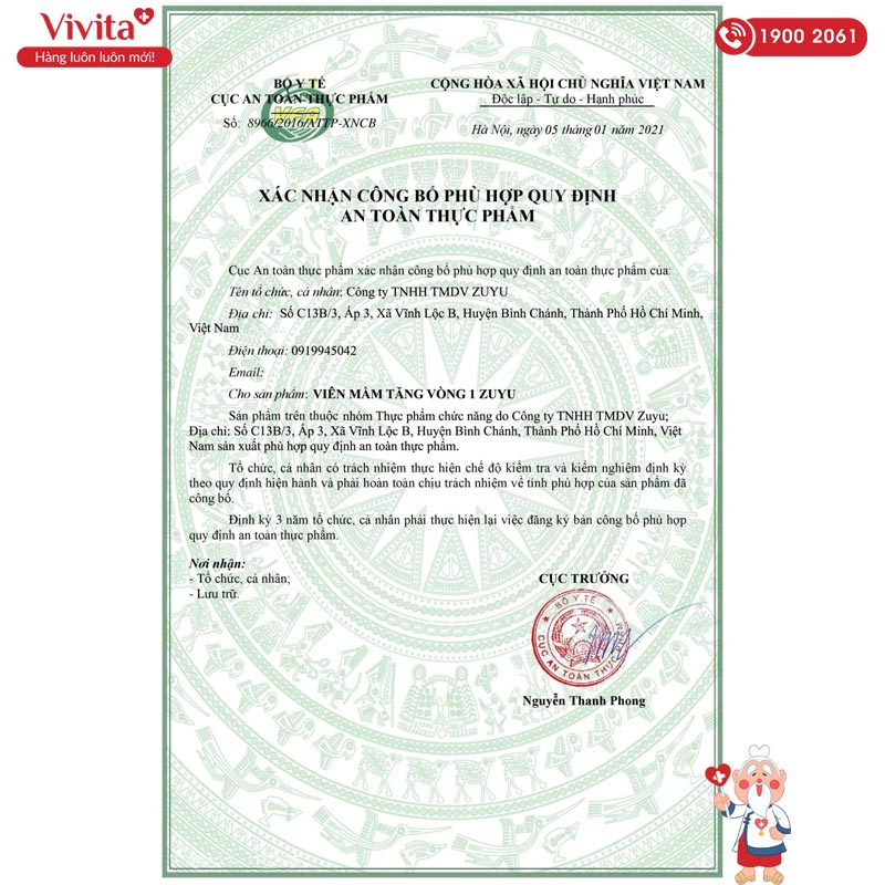 giấy chứng nhận viên mầm zuyu