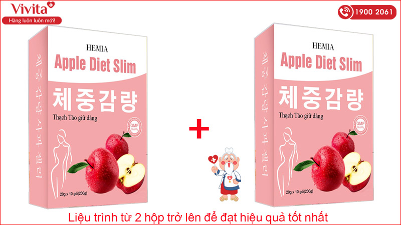 liệu trình sử dụng thạch táo giảm cân hemia apple diet slim