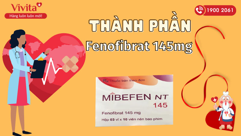 Thành phần của thuốc trị mỡ máu Mibefen NT 145