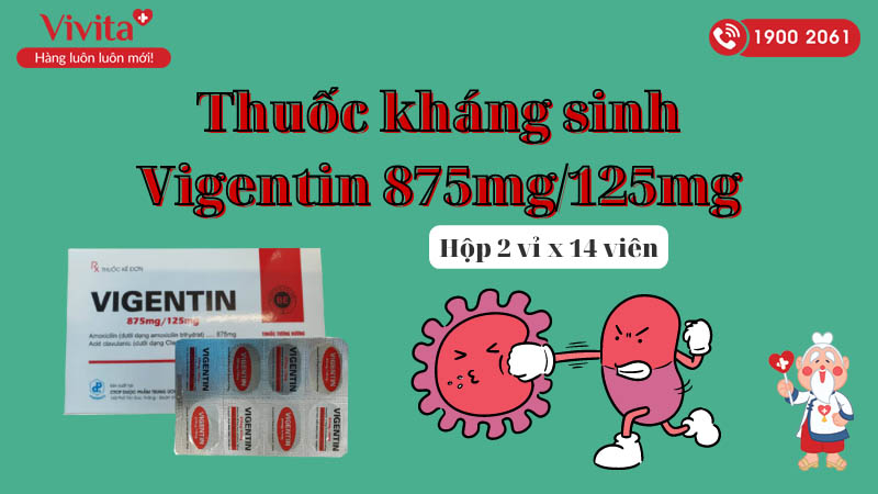Thuốc kháng sinh trị nhiễm khuẩn Vigentin 875mg/125mg 