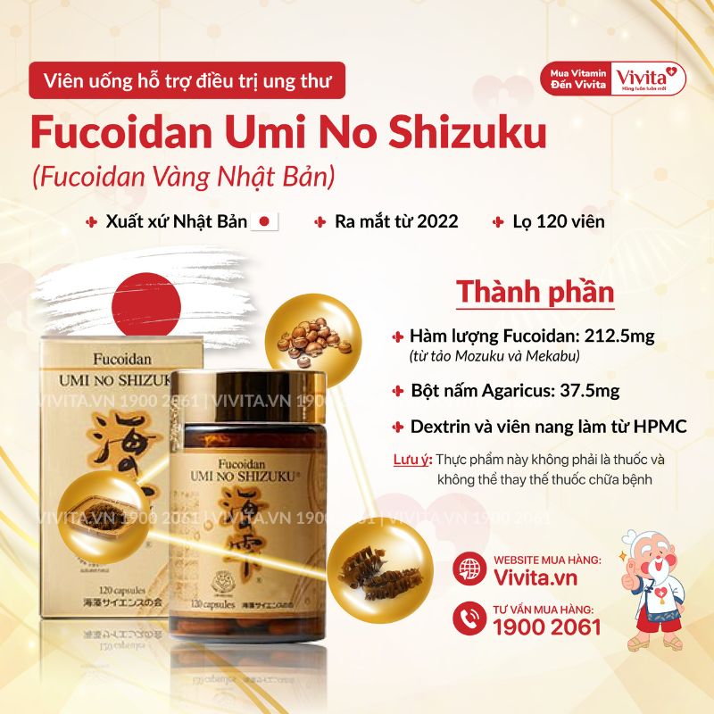thành phần Fucoidan Umi No Shizuku - fucoidan vàng Nhật Bản