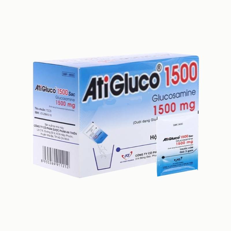 Thuốc giảm chứng viêm khớp AtiGluco 1500mg | Hộp 30 gói