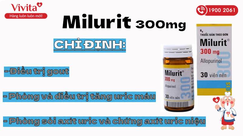 Chỉ định dùng thuốc milurit 300mg