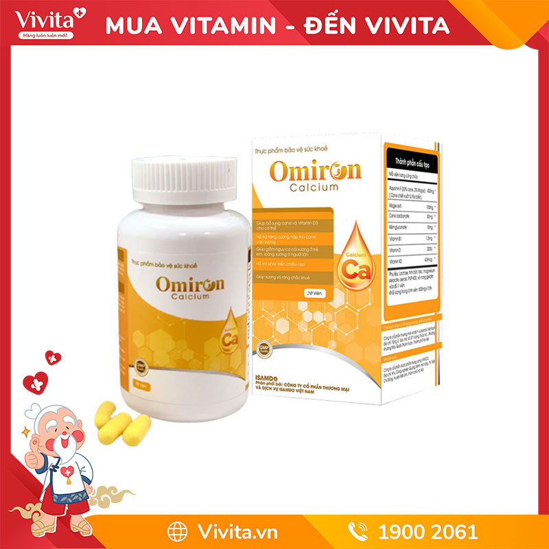 TPBVSK Omiron Calcium Hỗ Trợ Tăng Chiều Cao | Hộp 20 Viên