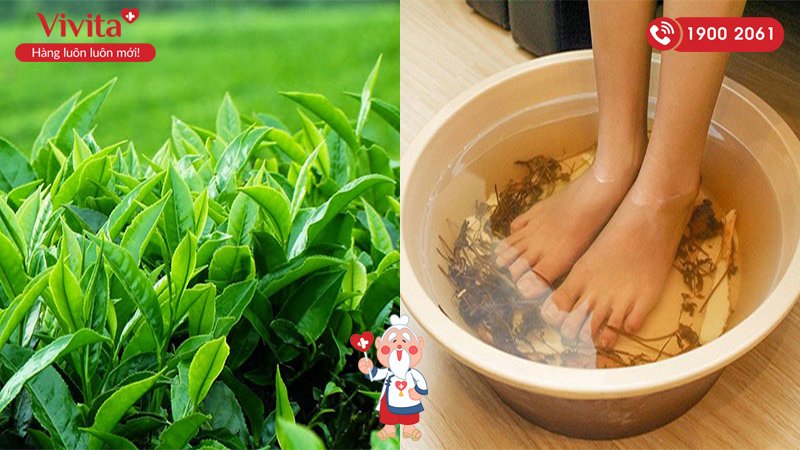 Muối trà xanh ngâm chân giúp sát khuẩn khử mùi
