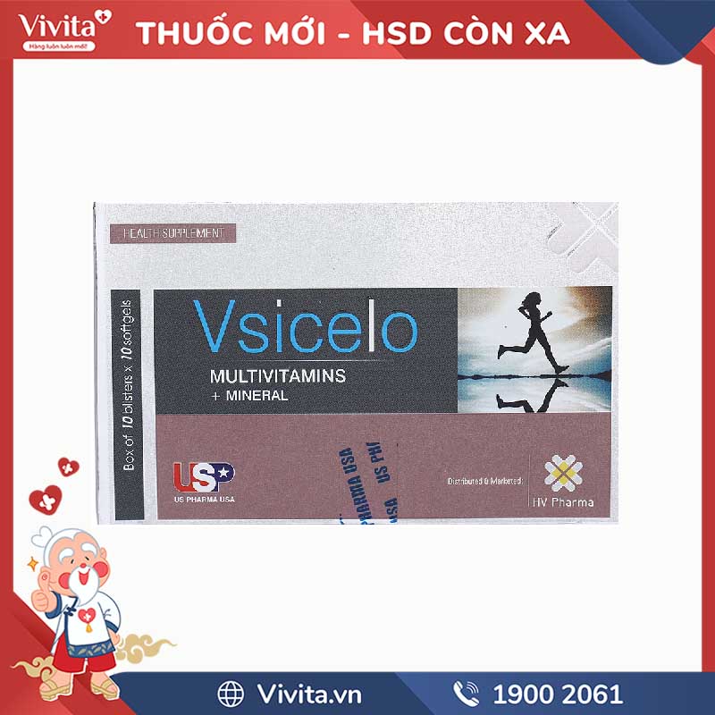 Thuốc bổ sung vitamin và khoáng chất Vsicelo |  Hộp 100 viên