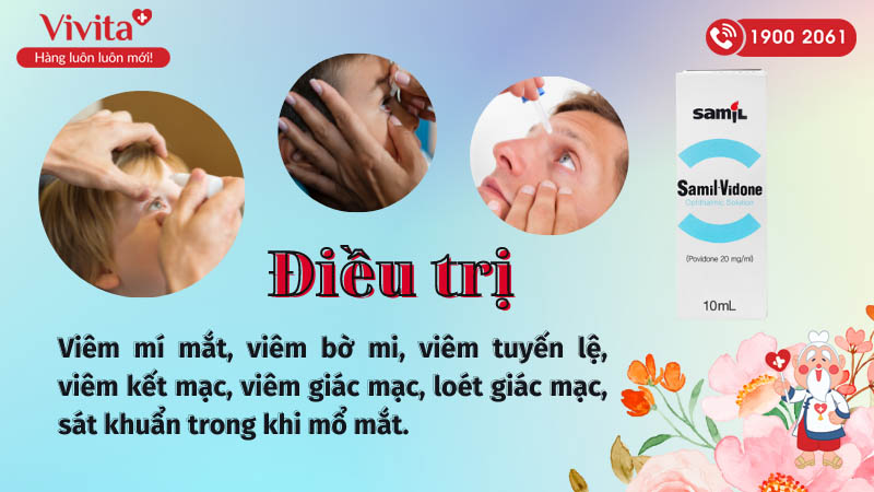 Công dụng (Chỉ định) của thuốc nhỏ mắt giảm kích ứng mắt, khô mắt Samil Vidone