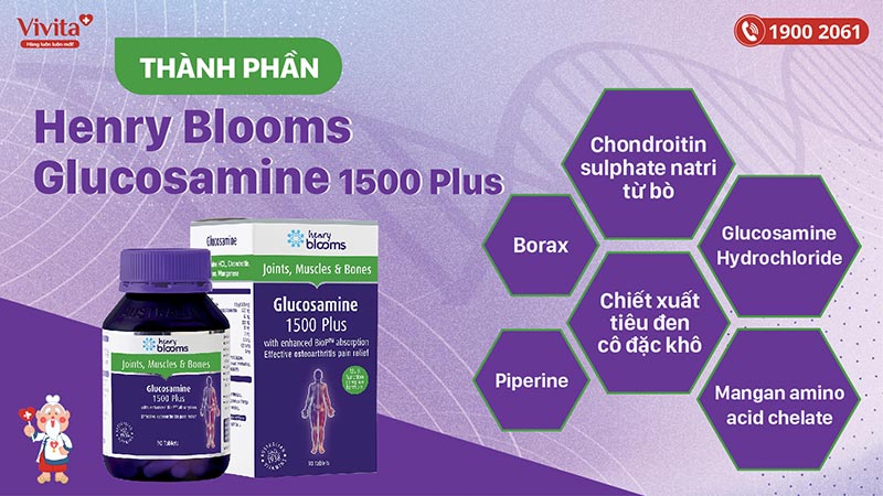 thành phần henry blooms glucosamine 1500 plus