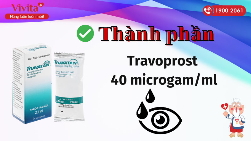 Thành phần của thuốc nhỏ mắt trị tăng nhãn áp Travatan