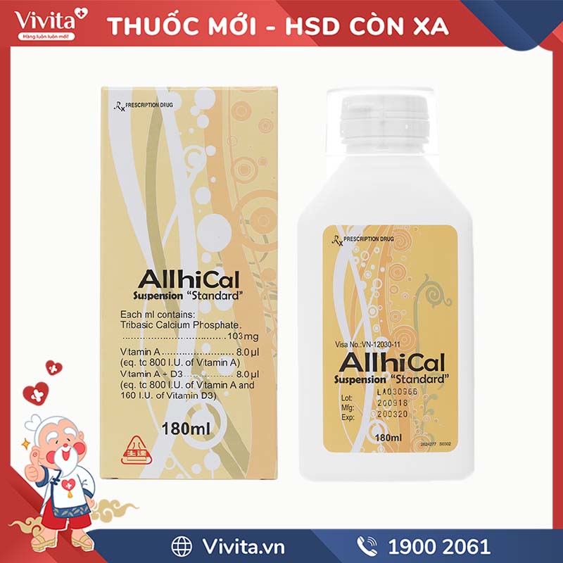 Siro bổ sung canxi và vitamin D3 Allhical | Chai 180ml
