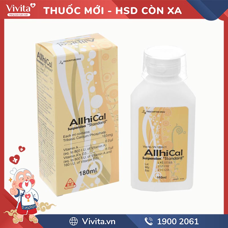 Siro bổ sung canxi và vitamin D3 Allhical | Chai 180ml