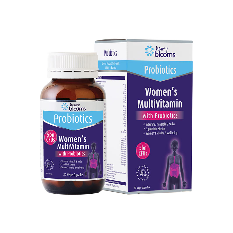 Women's Multivitamin With Probiotics Henry Blooms - Viên Uống Hỗ Trợ Tăng Cường Tiêu Hóa Dành Cho Nữ Giới | Hộp 30 Viên