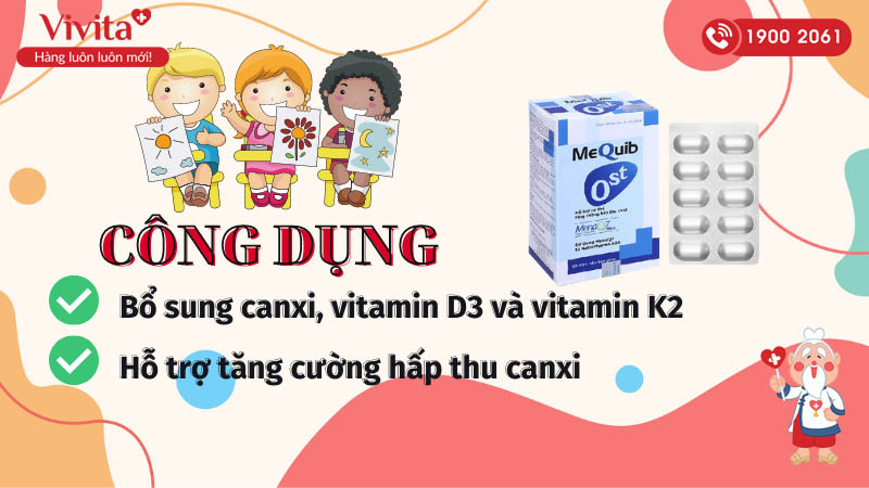 Công dụng (Chỉ định) của thuốc bổ sung Trucal D7, vitamin D3 và vitamin K2 MeQuib Ost