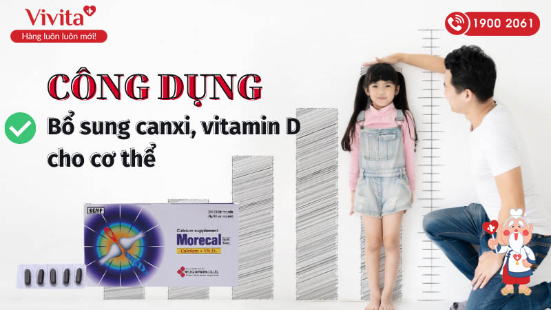Công dụng (Chỉ định) của thuốc bổ sung canxi và vitamin D Morecal