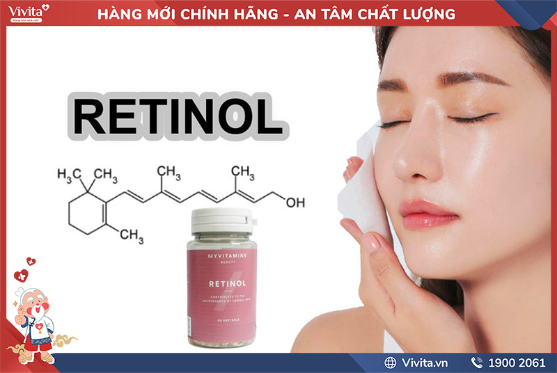 Viên uống Retinol Myvitamins Beauty với công dụng hỗ trợ thúc đẩy tăng sinh collagen