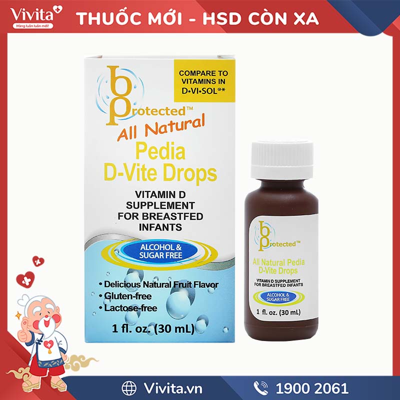 Siro bổ sung vitamin D3 cho bé All Natural Pedia D-Vite Drops | Chai 30ml