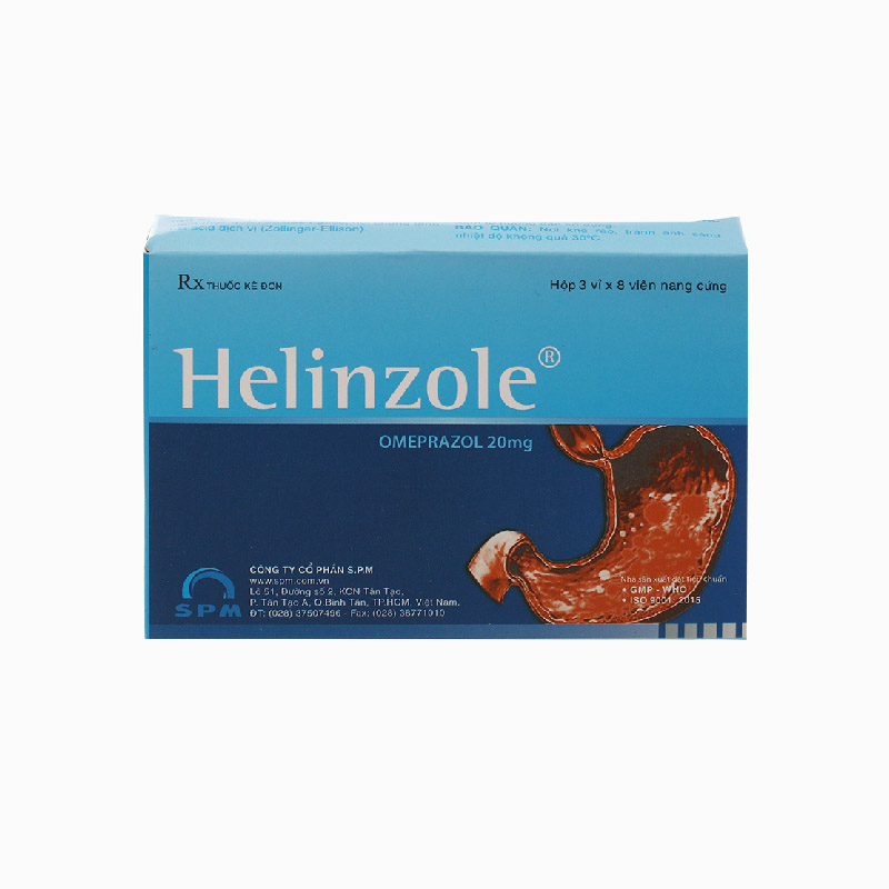 Thuốc trị trào ngược dạ dày, thực quản Helinzole | Hộp 24 viên