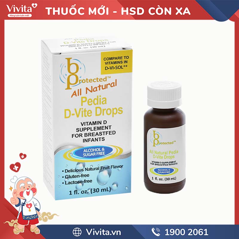 Siro bổ sung vitamin D3 cho bé All Natural Pedia D-Vite Drops | Chai 30ml