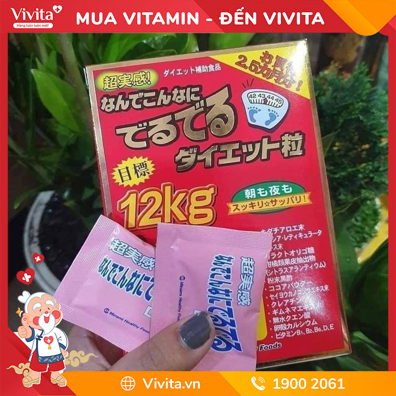 Viên Uống Hỗ Trợ Giảm Cân Deru Deru Diet 12Kg Supplement Nhật Bản | Hộp 75 Gói