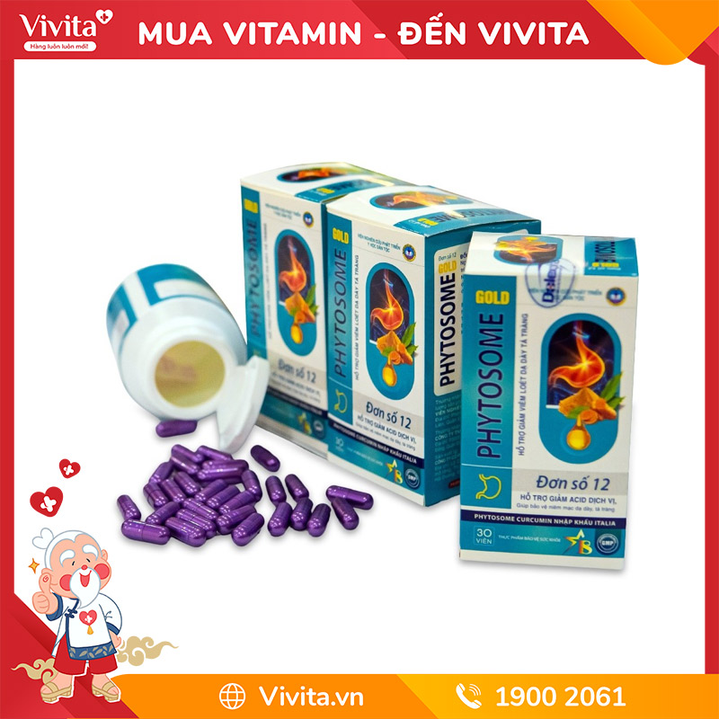 Phytosome Gold Đơn Số 12 Hỗ Trợ Cải Thiện Bảo Vệ Niêm Mạc Dạ Dày (Hộp 30 Viên)