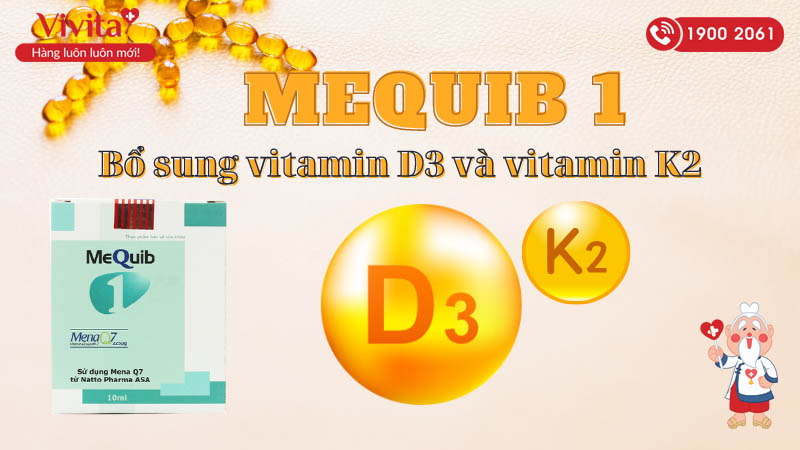 Siro bổ sung vitamin D3, vitamin K2 MeQuib 1