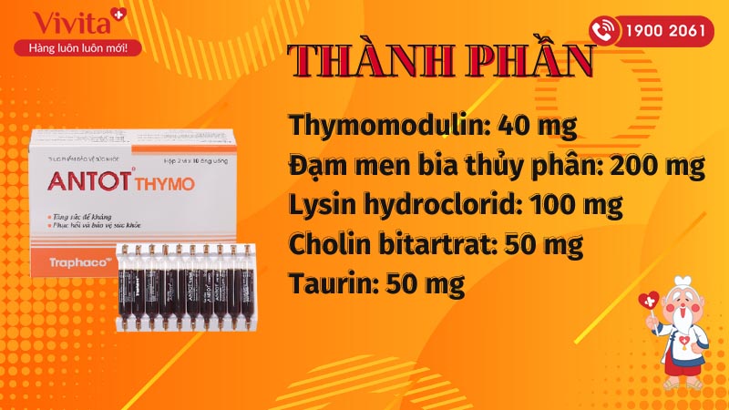 Thành phần của thuốc tăng đề kháng, phục hồi sức khoẻ Antot Thymo