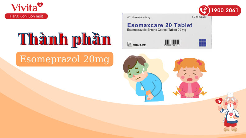 Thành phần của thuốc trị trào ngược dạ dày, thực quản Esomaxcare 20 Tablet