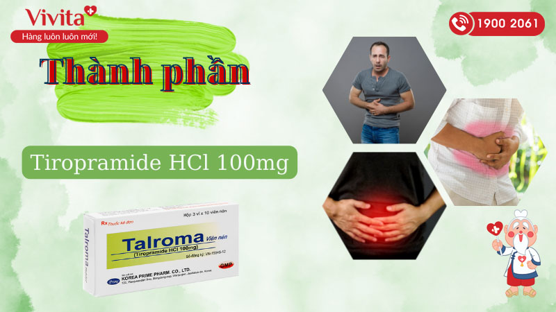 Thành phần của thuốc giảm đau do co thắt tiêu hóa Talroma