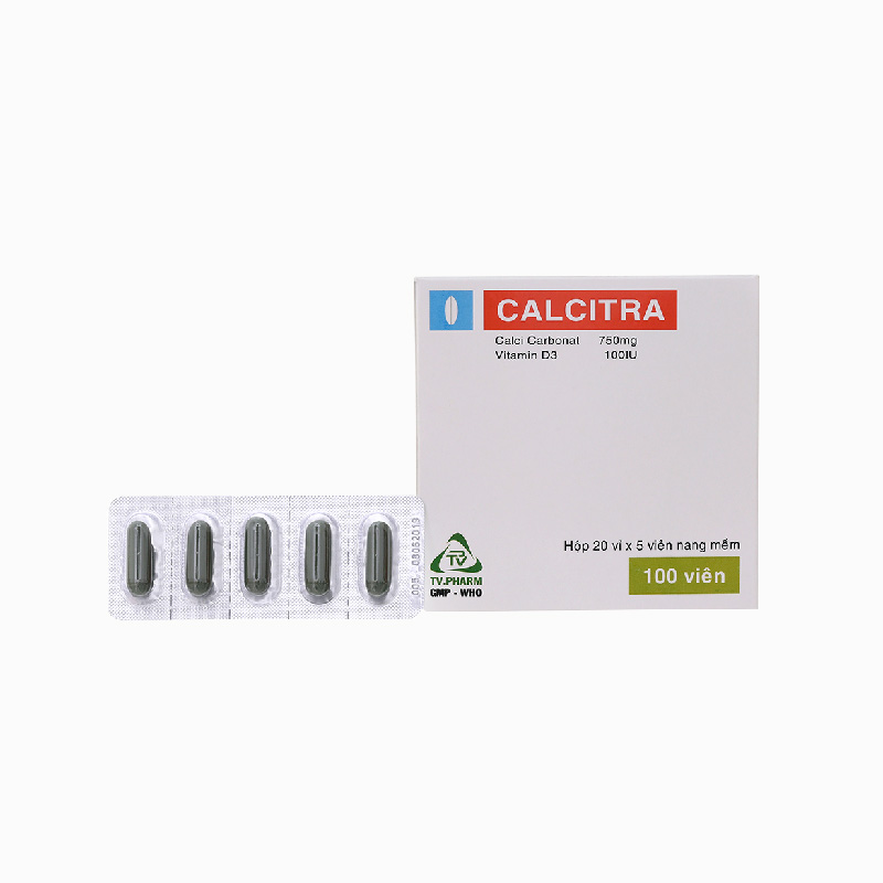 Thuốc bổ sung canxi và vitamin D3 Calcitra | Hộp 100 viên