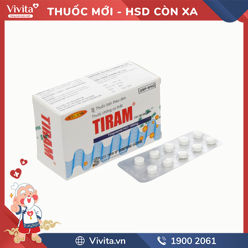 Thuốc giảm đau do co thắt tiêu hóa Tiram | Hộp 100 viên