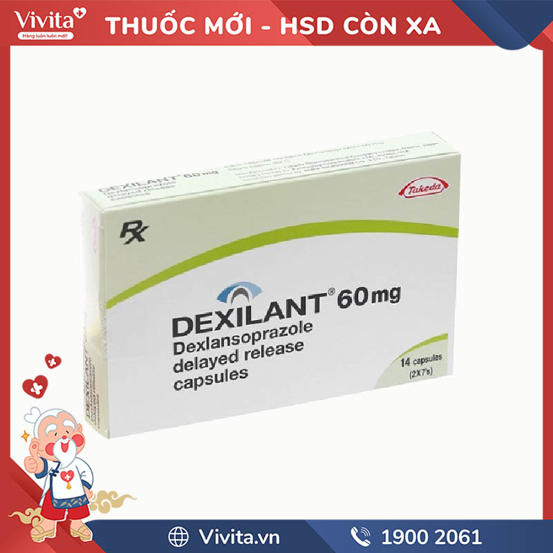 Thuốc trị trào ngược dạ dày, thực quản Dexilant 60mg | Hộp 14 viên