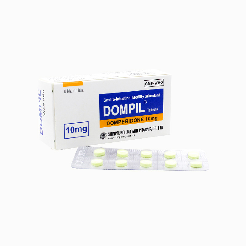 Thuốc trị triệu chứng nôn và buồn nôn Dompil 10mg | Hộp 100 viên