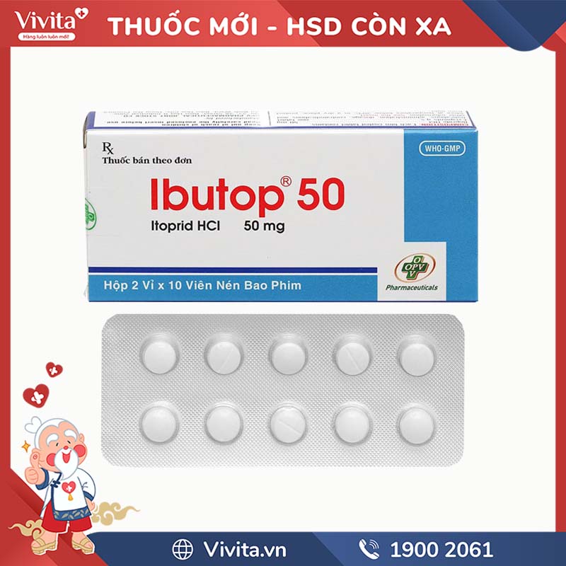 Thuốc trị các triệu chứng viêm dạ dày Ibutop 50 | Hộp 20 viên
